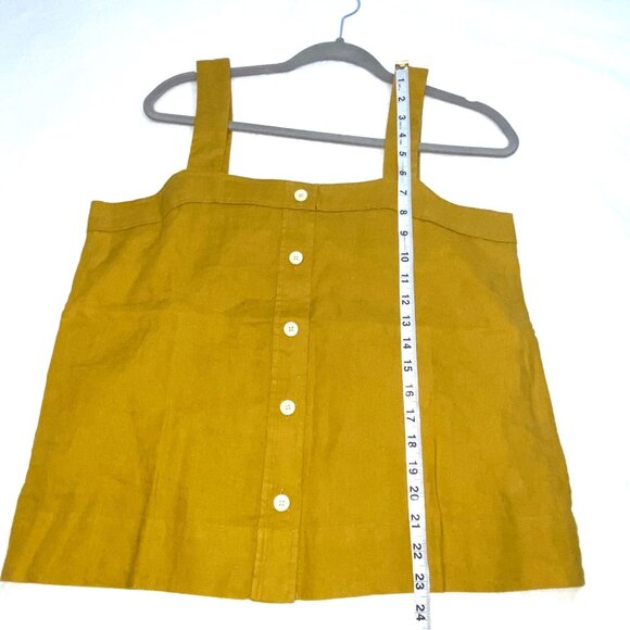 Everlane gold opal Linen Picnic Top Size 8 sustainable button front boxy cool - Picture 8 of 8
